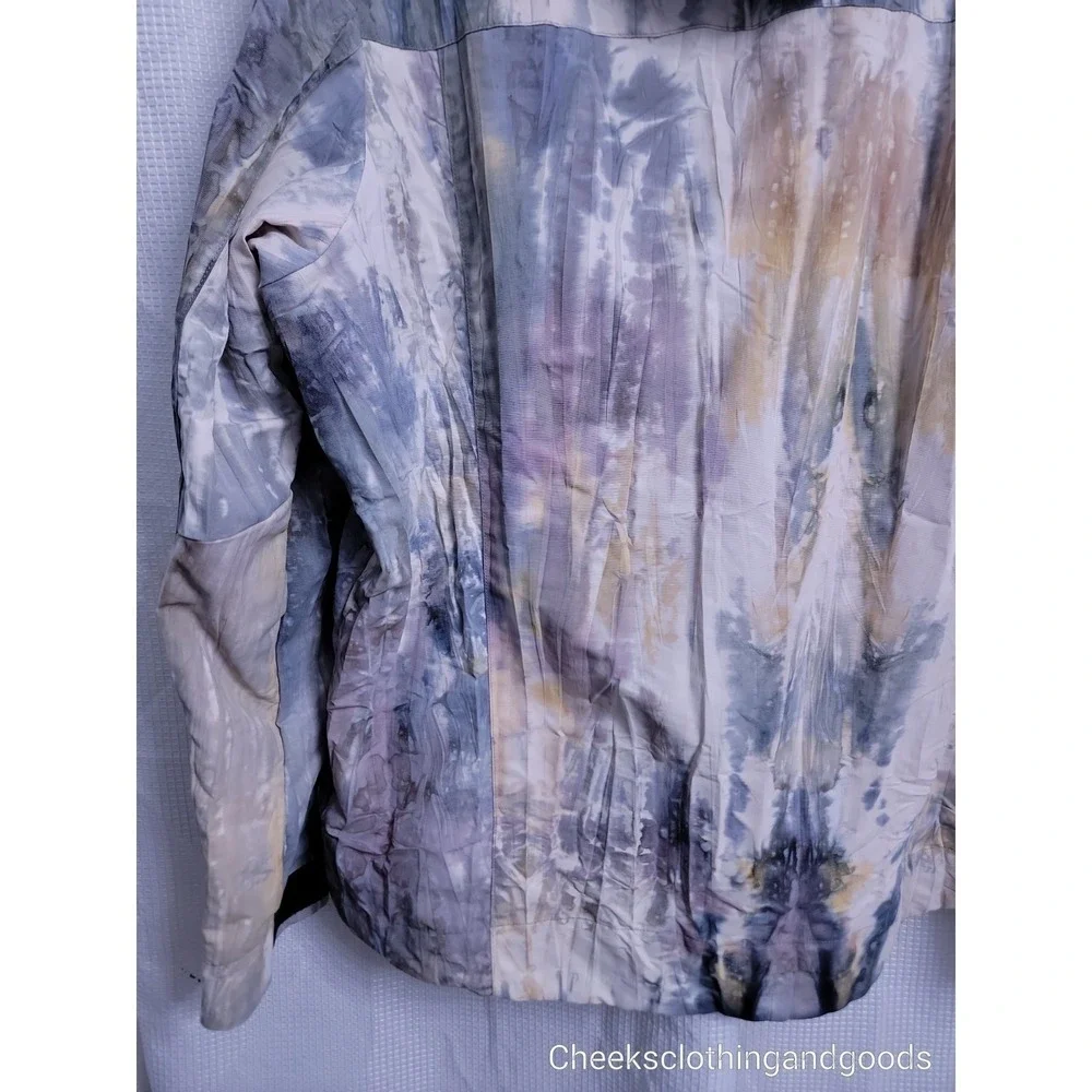 VRST Tie Dye Rain Jacket Mens XXL Gray Blue Nylon Shell Full Zip Hooded Coat